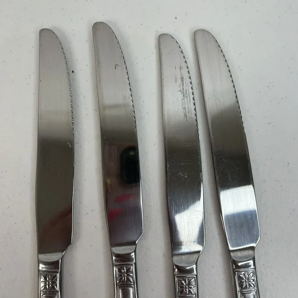 Cambridge Rooster 4 Butter Knives Stainless Flatware Frosted Handle Replacement‎